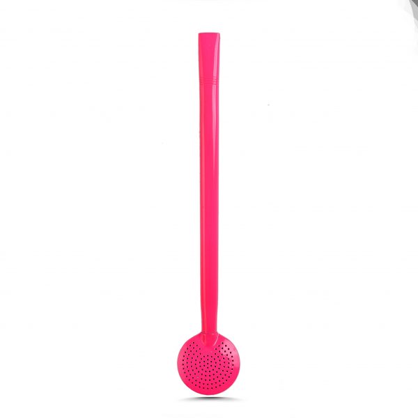 Bomba de Chimarrão Inox 23 cm Rosa Neon Com Bojo Fixo - REF 32