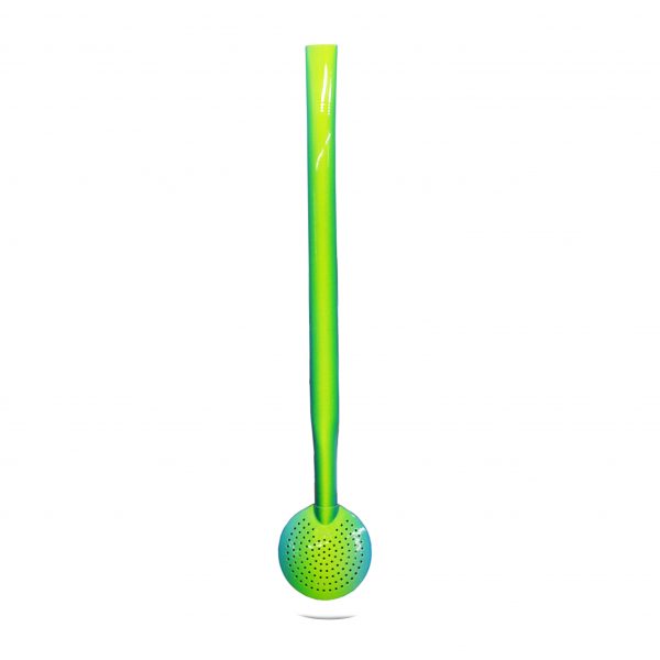 Bomba de Chimarrão Inox 23 cm Com Bojo Fixo e Pintura Especial Degradê Verde e Amarelo - REF 32