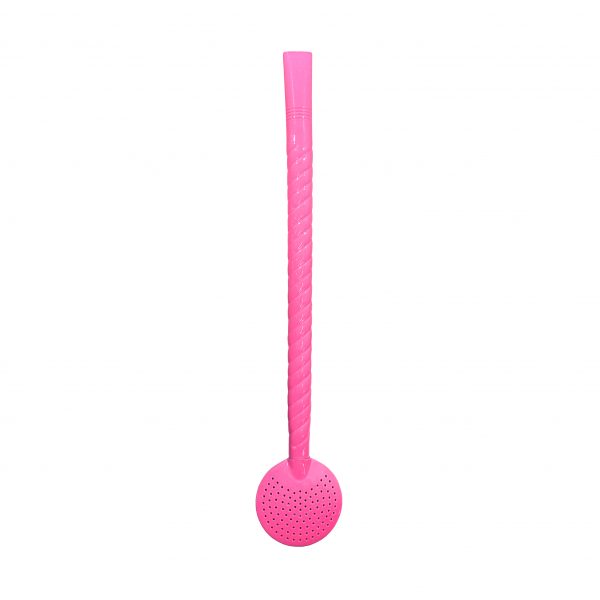 Bomba de Chimarrão Torcida Inox 23 cm Com Pintura Especial Rosa Que Brilha No Escuro Com Bojo Fixo - REF 17316