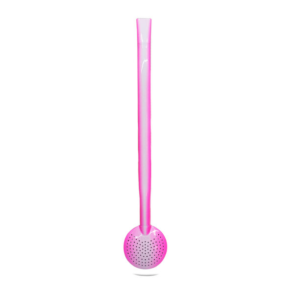 Bomba de Chimarrão Inox 23 cm Com Bojo Fixo e Pintura Verniz Degradê Rosa Com Branco - REF 32